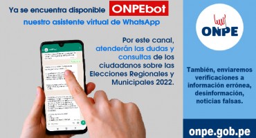 Presentan asistente virtual ONPEbot para las Elecciones 2022
